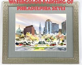 Lot 57 HOWARD WATSON Watercolor Painting of Philadelphia skyli