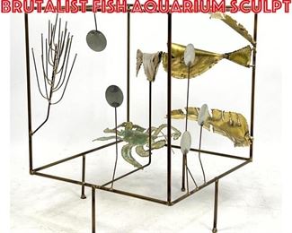 Lot 66 C. Jere attributed brass brutalist fish aquarium sculpt