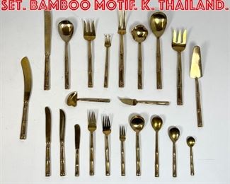 Lot 73 144 pc. Brass flatware set. Bamboo motif. K. Thailand. 