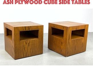 Lot 80 Pair of Constructivist Ash plywood cube side tables