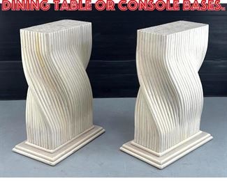 Lot 82 Pair of Rattan Pedestals Dining Table or Console Bases.