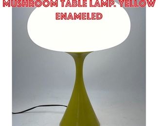 Lot 84 LAUREL Glass Shade Mushroom Table Lamp. Yellow enameled