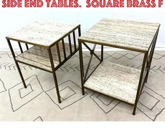 Lot 86 2pcs Paul McCobb Style Side End Tables. Square brass f
