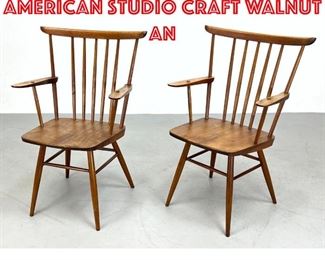 Lot 89 Pair of Nakashima style American studio craft walnut an