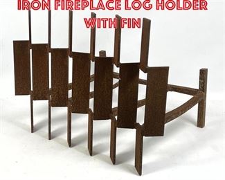 Lot 90 Rare ARTHUR UMANOFF Iron Fireplace Log Holder with Fin 