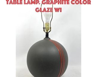 Lot 92 Modernist Ball form Table Lamp. Graphite Color Glaze wi