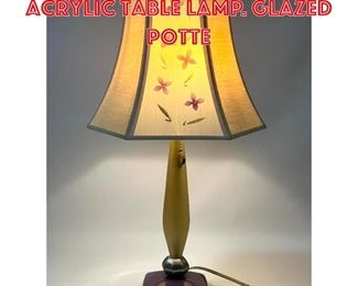 Lot 95 ALTAMIRA Artisan Green Acrylic Table Lamp. Glazed potte