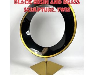 Lot 102 Elegant Modernist Black Resin and Brass Sculpture. Twis