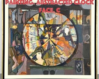 Lot 103 H C FOSTER Modernist Painting. Abstracted Clock Face. C