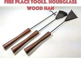 Lot 112 Mid Century Modern Fire Place Tools. Hourglass wood han