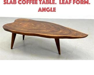 Lot 128 Thick Top Freeform Slab Coffee Table. Leaf Form. Angle