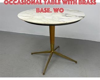 Lot 137 Italian Marble Top Occasional Table with Brass Base. Wo