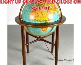 Lot 148 Mid Century Modern Light Up Glass World Globe On Walnut