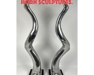 Lot 153 Pr 3ft Large Aluminum Horn Sculptures. 