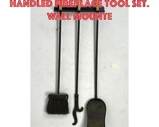 Lot 167 Modernist Brass Handled Fireplace Tool Set. Wall mounte