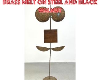 Lot 169 Organic Brutalist brass melt on steel and black walnut 