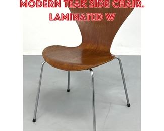 Lot 177 FRITZ HANSEN Danish Modern Teak Side Chair. Laminated w