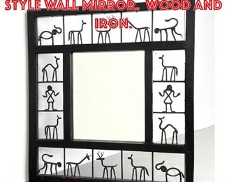 Lot 178 Frederick Weinberg Style Wall Mirror. Wood and Iron. 