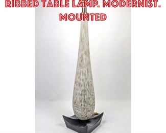 Lot 181 Murano Art Glass Ribbed Table Lamp. Modernist. Mounted 