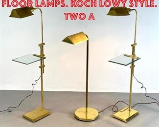 Lot 185 3pc Modernist Brass Floor Lamps. Koch Lowy style. Two a