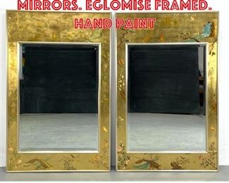 Lot 186 Pair LaBarge Wall Mirrors. Eglomise Framed. Hand paint