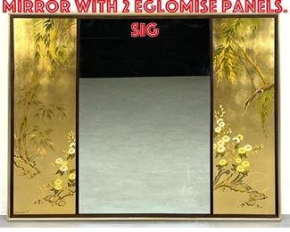 Lot 188 Unusual LaBARGE Wall Mirror with 2 Eglomise Panels. Sig