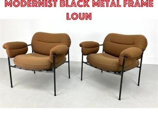 Lot 190 Pr FOGIA Bollo Chairs. Modernist Black Metal Frame Loun