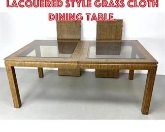 Lot 196 KARL SPRINGER Lacquered Style Grass Cloth Dining Table.