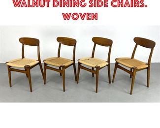 Lot 197 Set 4 American Modern Walnut Dining Side Chairs. Woven 