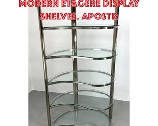 Lot 206 Chrome and Glass Modern Etagere Display Shelves. Apostr