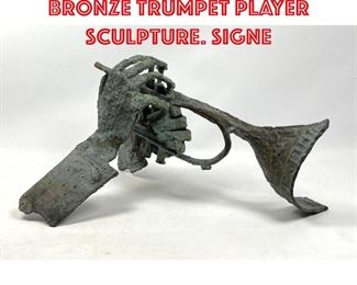 Lot 211 Gerald Lugenbeel bronze trumpet player Sculpture. Signe