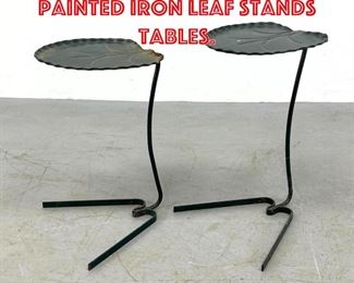 Lot 232 2pc Nesting SALTERINI Painted Iron Leaf Stands Tables.
