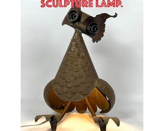 Lot 237 Brutalist Metal Owl Sculpture Lamp. 