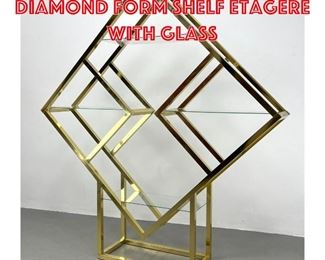 Lot 238 Goldtone aluminum diamond form shelf etagere with glass