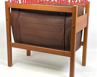 Lot 242 Danish Modern Teak and Suede Magazine Stand. 