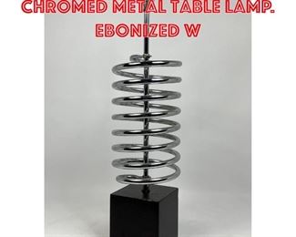 Lot 245 Spiral Spring form Chromed Metal Table Lamp. Ebonized w