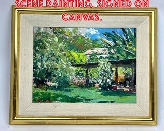 Lot 258 Peter Haywood Garden Scene Painting. Signed on canvas. 