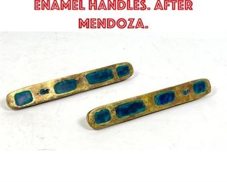 Lot 260 Pair Long Brass and Enamel Handles. After Mendoza. 