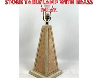 Lot 278 Decorator Tesserae Stone Table Lamp with Brass Inlay. 