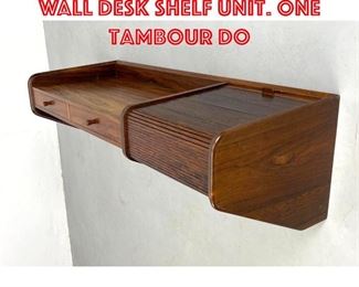 Lot 296 Modernist Rosewood Wall Desk Shelf Unit. One tambour do