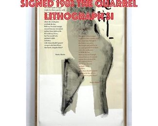 Lot 306 Robert Motherwell Signed 1983 The Quarrel Lithograph si