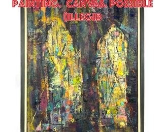 Lot 310 Modernist Abstract Painting. Canvas. Possible illegib