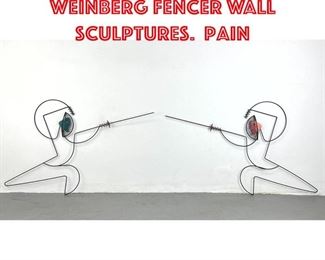 Lot 316 Pair of Frederic Weinberg Fencer wall Sculptures. Pain