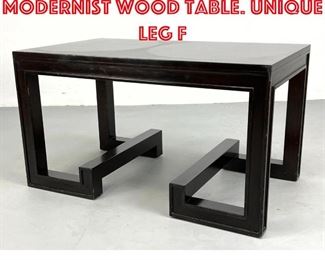 Lot 326 ROYAL CUSTOM DESIGNS Modernist Wood Table. Unique leg f