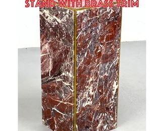 Lot 327 Rouge Marble Pedestal Stand with brass trim