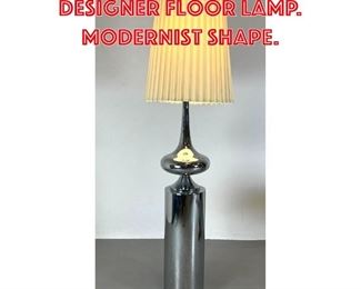 Lot 340 Very Tall Chrome Designer Floor Lamp. Modernist shape. 