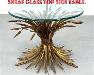 Lot 342 Italian Gilt Iron Wheat Sheaf Glass Top Side Table. 