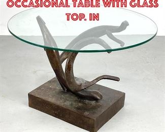 Lot 354 Organic Form Bronze Occasional Table with Glass Top. In