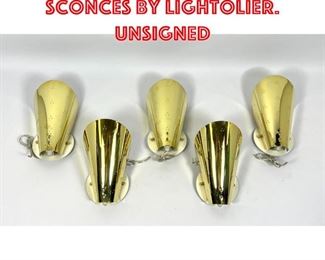 Lot 366 Set 5 Pierced Brass Sconces by Lightolier. Unsigned 