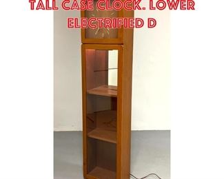 Lot 367 Danish Modern Teak Tall Case Clock. Lower electrified d